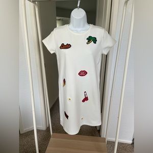 Zara white patch embellished shirt dress Size small NWT